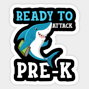Kids Shark Ready To Attack pre k First Day of School Sticker